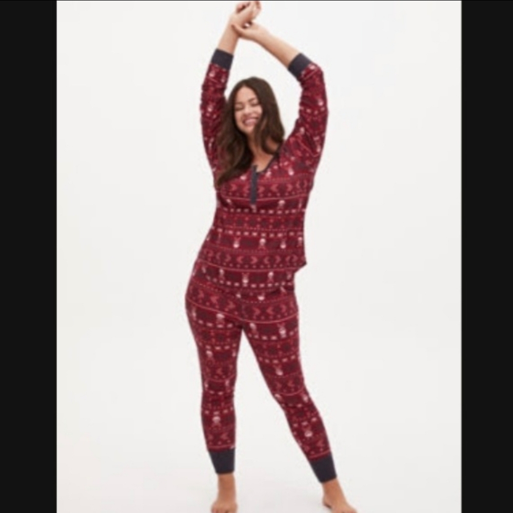 Torrid Skull Fair Isle PJ Waffle Top - Picture 6 of 10